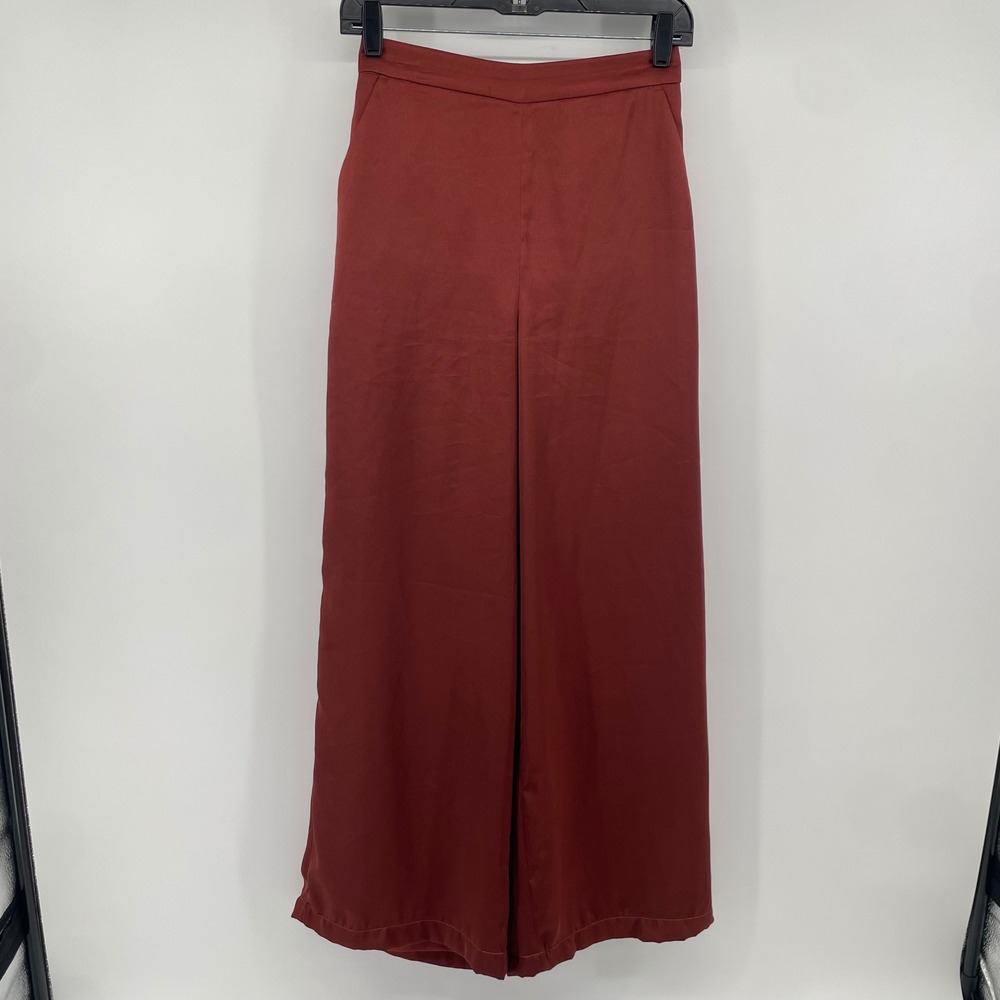 Express Wide Leg Pants Womens XS Rust Red Super High Rise Flowy Trousers Palazzo